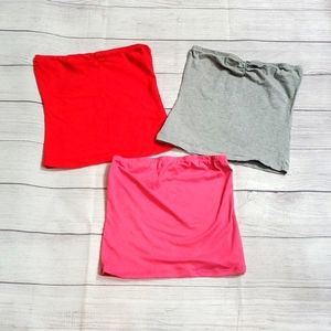 Set of 3 Tube Tops (Red, Light Grey and Pink)